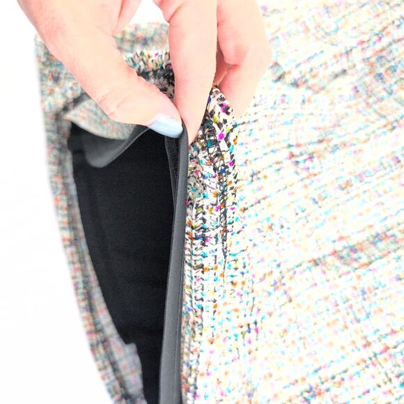 Papillon NWT Fit & Flare Twee Coquette Chevron Confetti Belted Dress Women's Med - Picture 2 of 8